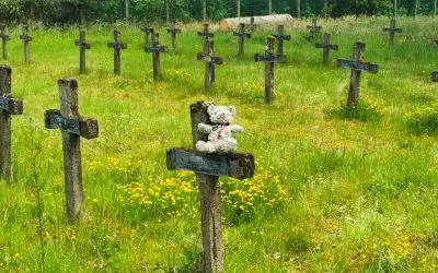 Friedhof mit Kuscheltieren